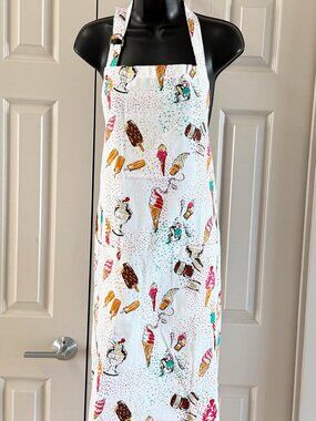 Sur La Table Ice Cream Treats Apron 100% Cotton Multi-Color Sprinkles Pockets
